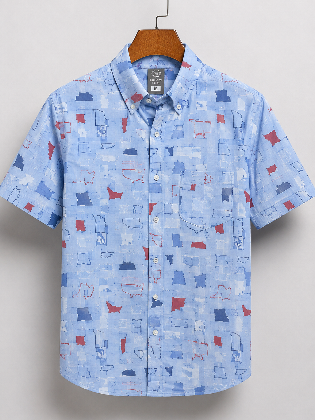 Men's Premium Printed Casual Shirt – Sky Blue